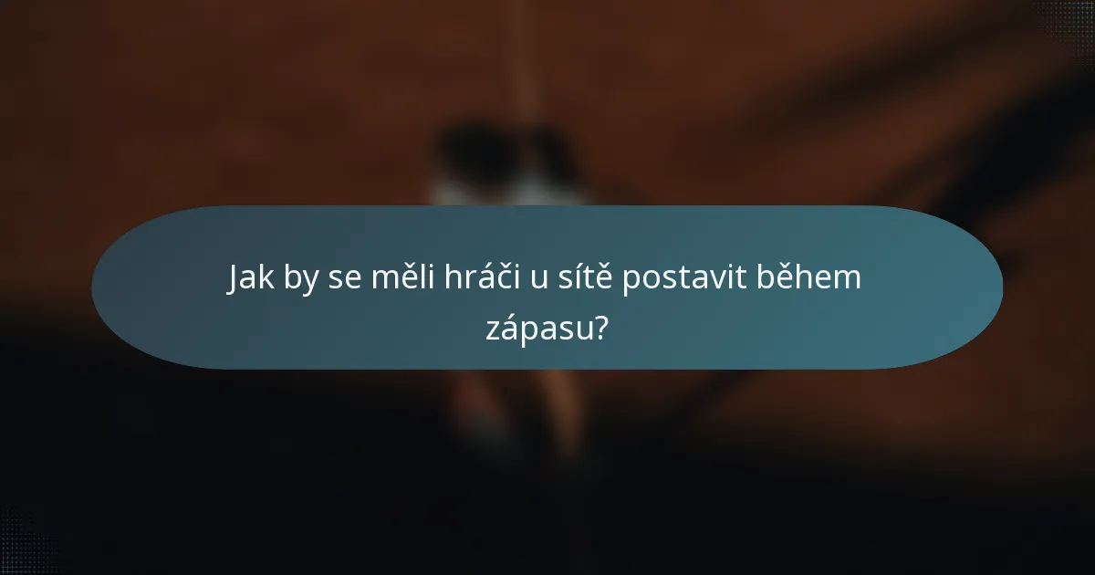 Jak by se měli hráči u sítě postavit během zápasu?