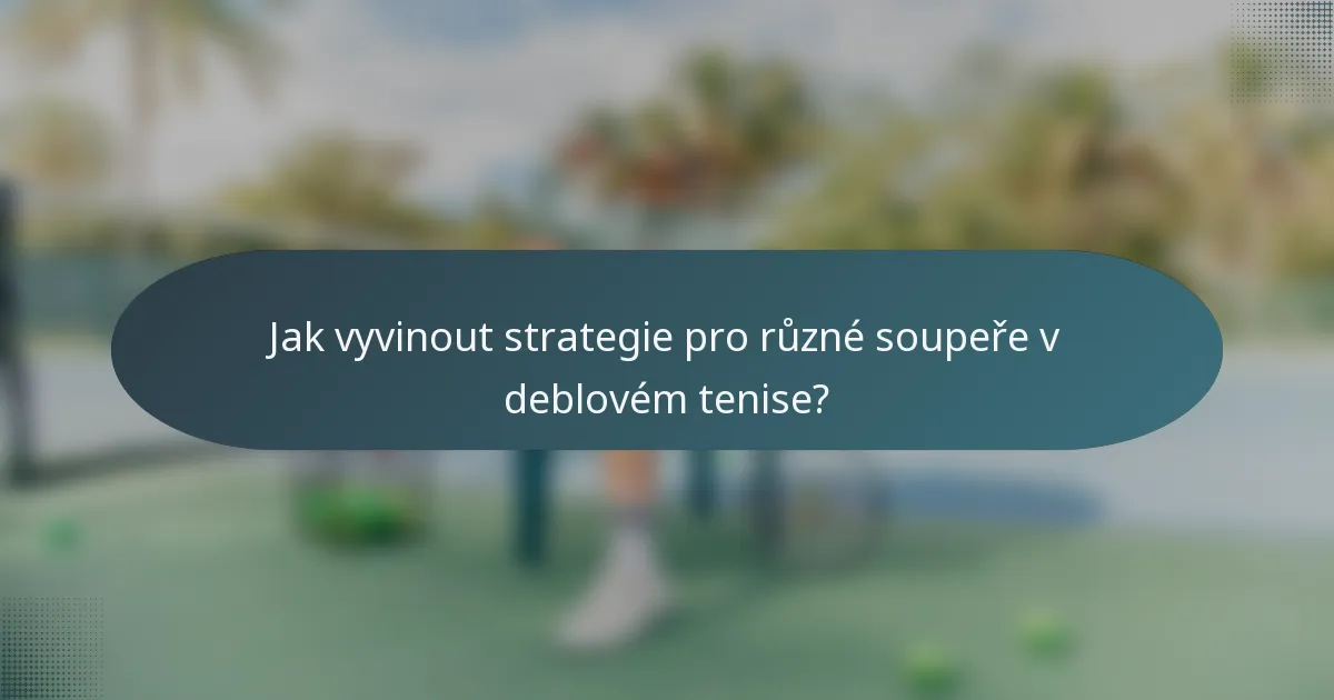 Jak vyvinout strategie pro různé soupeře v deblovém tenise?